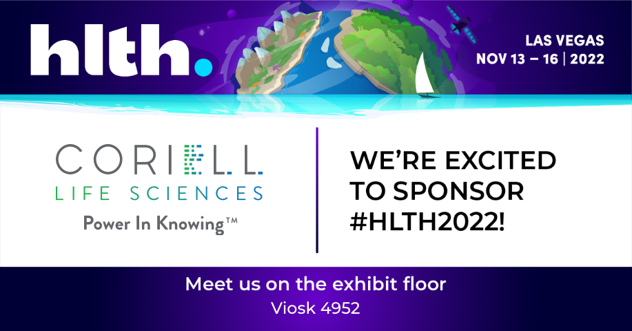 HLTH conference web banner for Coriell Life Sciences